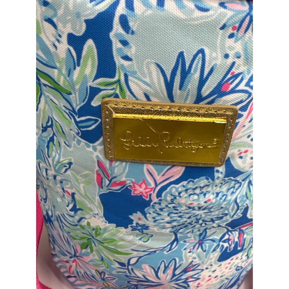 Lilly Pulitzer Suite Views Insulated Beach Cooler Bag, Pink Green Palm - Picture 7 of 7